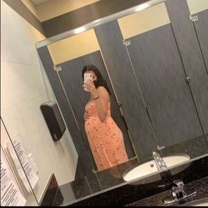 Long strapless floral dress